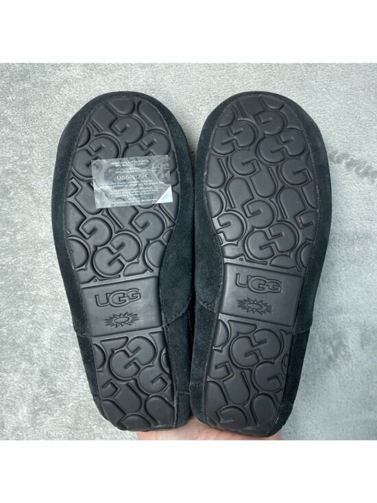 UGG Men\'s 8 Black Suede Moccasin Slippers With Shearling Lining Cozy S171 main image 5